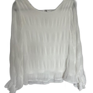 She+Sky White Sheer Long Sleeve Blouse Ruffle Cuffs